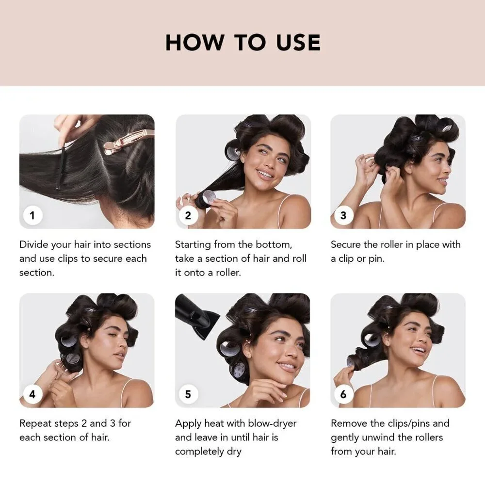 Ceramic Thermal Hair Rollers for Women - Self Grip Rollers for Blowout Look Long